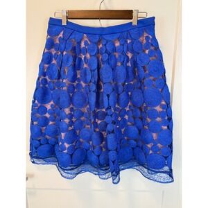 NWT Eva Franco for Anthropologie Crochet Lace Circle Skirt Size 6 Royal Blue